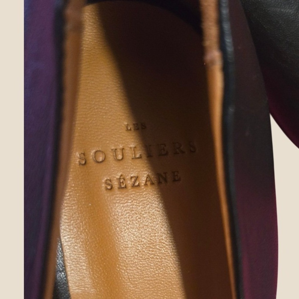 Sézane LesSouliers Black Leather Block Heel Pumps Square Toe Portugal EU 38 US 7 - Picture 6 of 9
